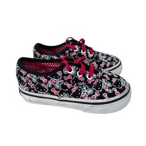 Vans‎ Off The Wall Hello Kitty Sneakers Toddlers Size 7 Black Round Toe Lace Up
